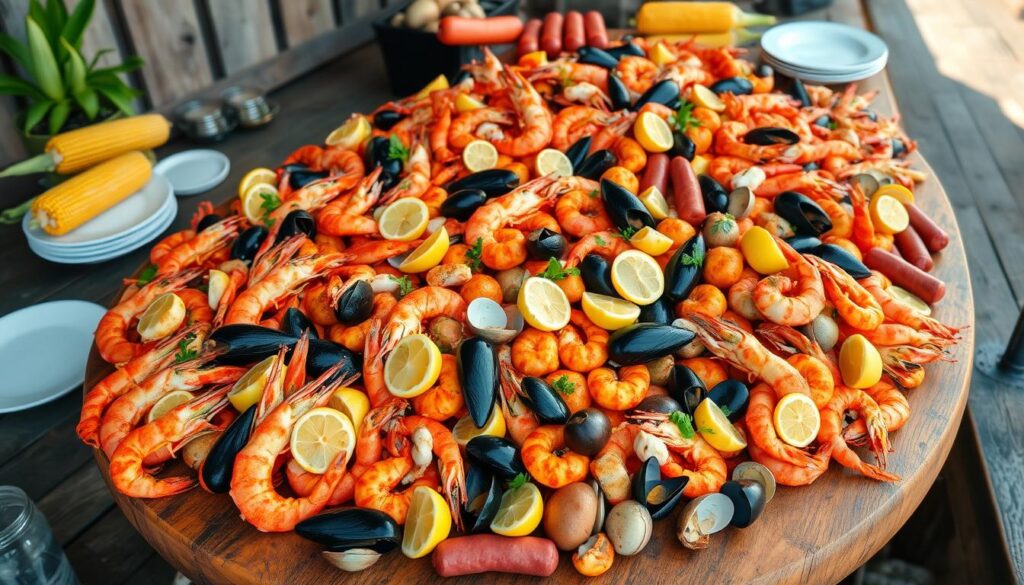 Seafood boil presentation