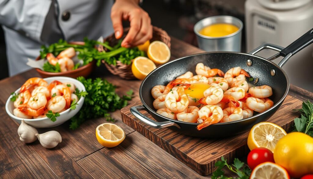 shrimp scampi preparation