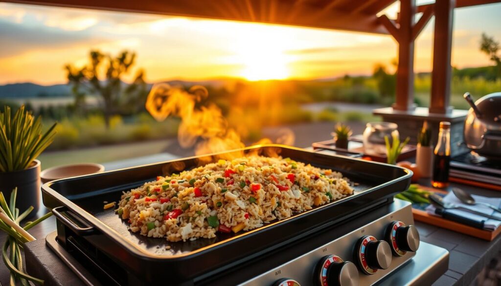 Blackstone Griddle Chicken Fried Rice Preparation