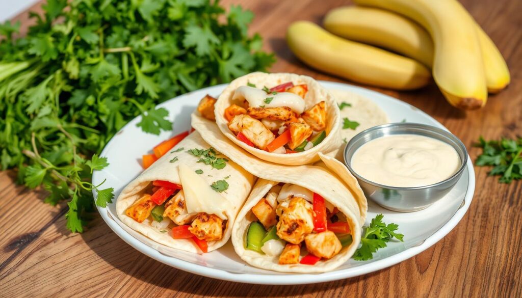 cheesy garlic chicken wraps