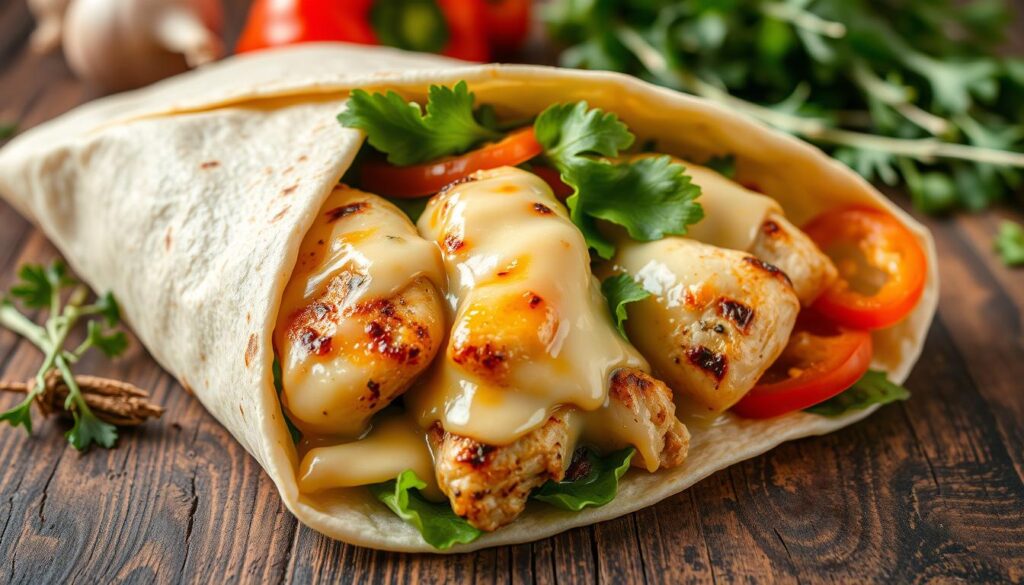 cheesy garlic chicken wraps barkil