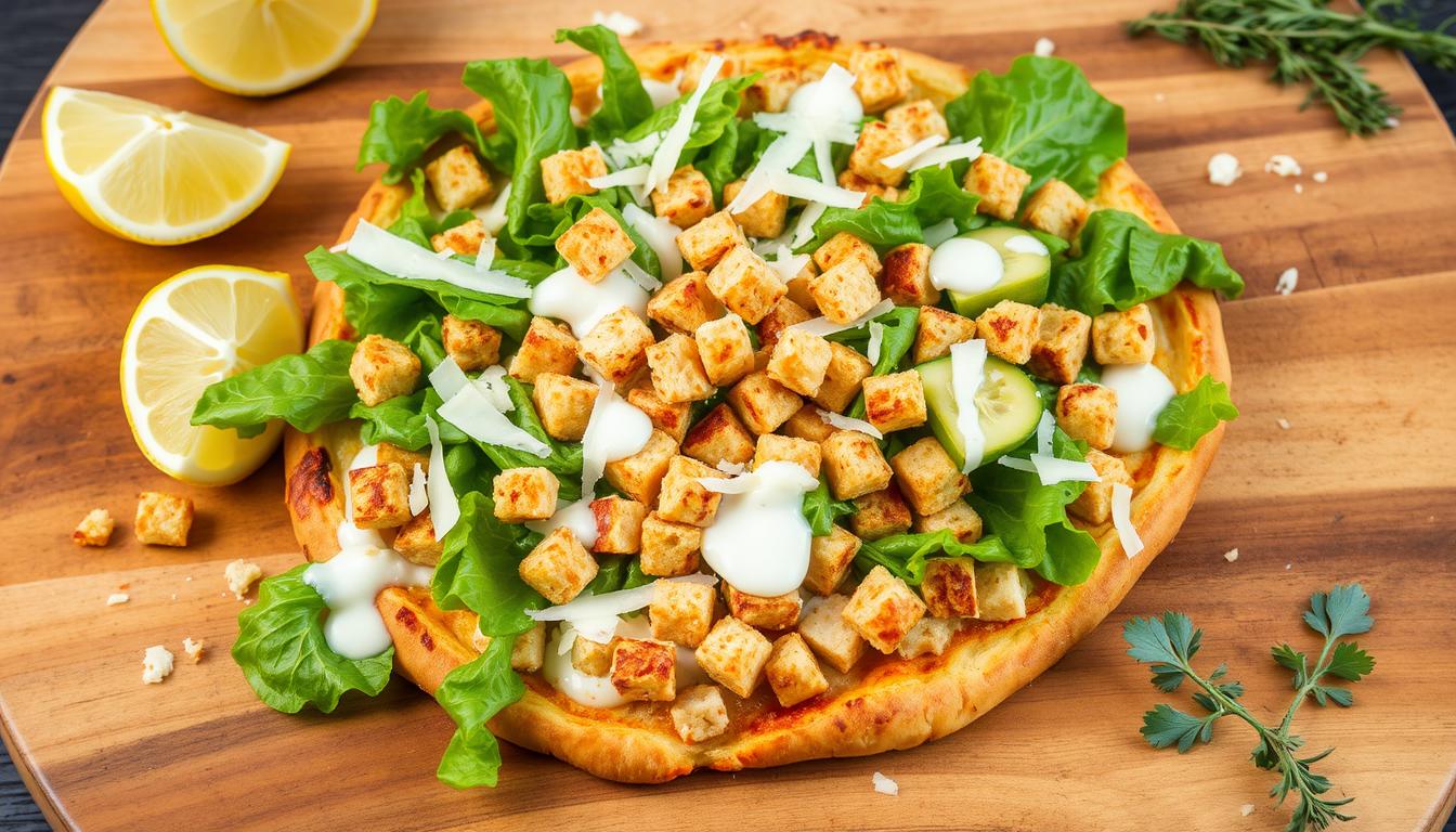 chicken crust caesar salad pizza