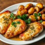 garlic parmesan chicken and potatoes